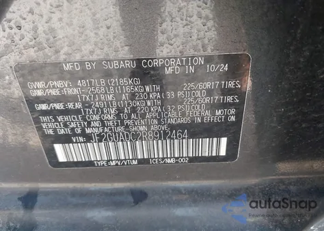 2024 Subaru Crosstrek Premium from USA, damaged, VIN JF2GUADC2R8912464